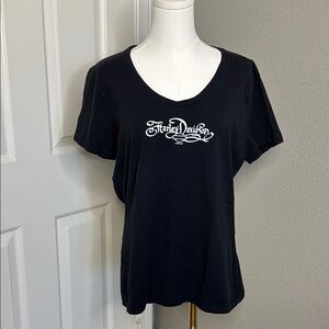 Harley-Davidson Women's Black Tee with White Logo